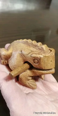 Guiro, μικρό ξύλινο κρουστό, σε σχήμα βατράχου.