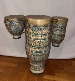 Πήλινο χειροποίητο μπονγκο - Bongos με δέρμα. προέλευση από την Αφρική - Τύμπανα