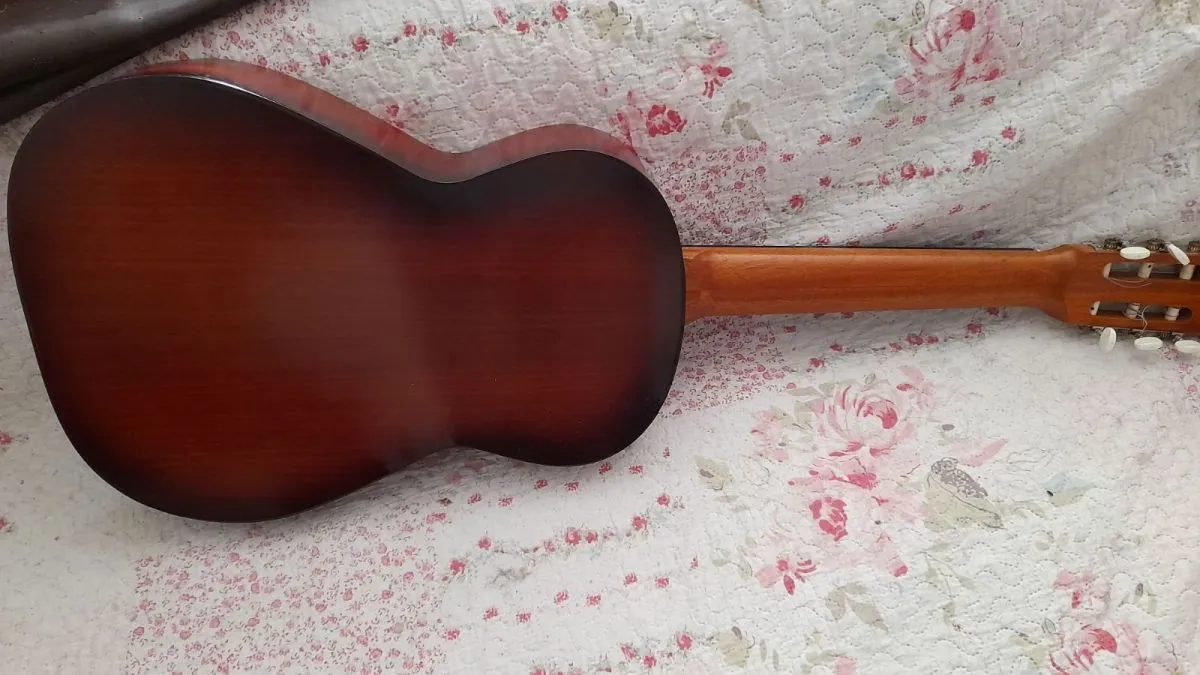 Vintage Ritmo Παλιά ακουστική κιθάρα της δεκαετίας του 70 με δερμάτινη θήκη και λουράκι - Image 6